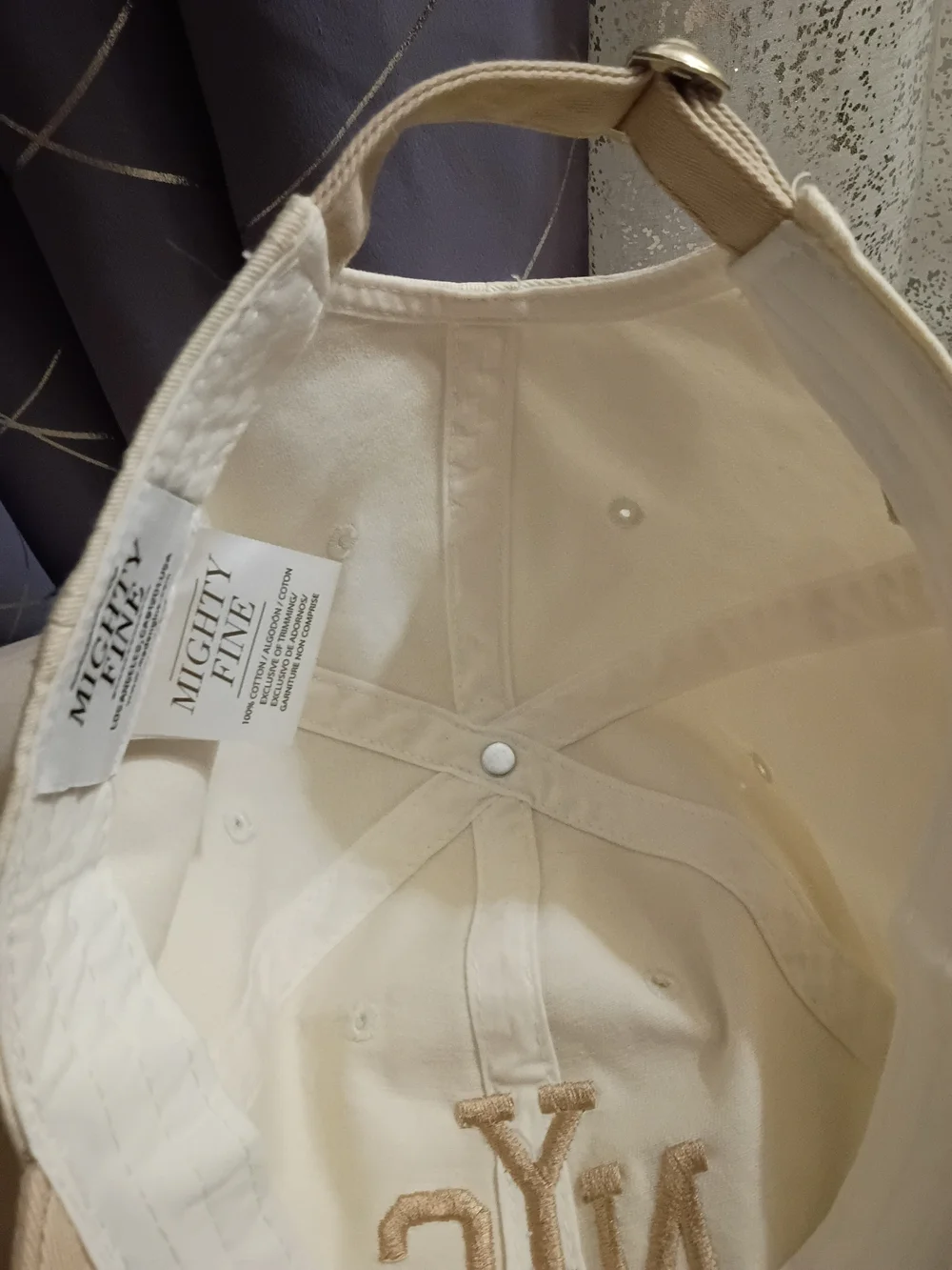 Mighty Fine NYC Embroidered Kids Cap - Cream and Tan